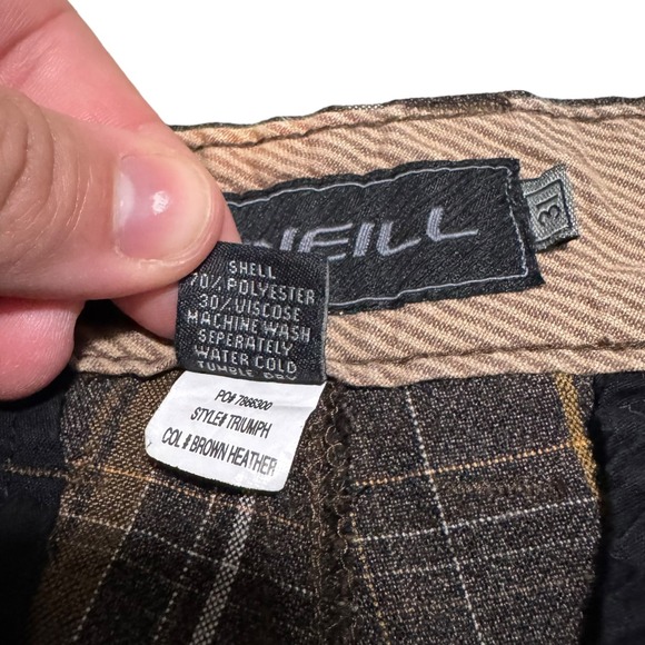 Y2K O'neill Brown Heather Plaid Polyester Blend Shorts‎ Men's 31 (Fits 31.5) - Picture 6 of 10